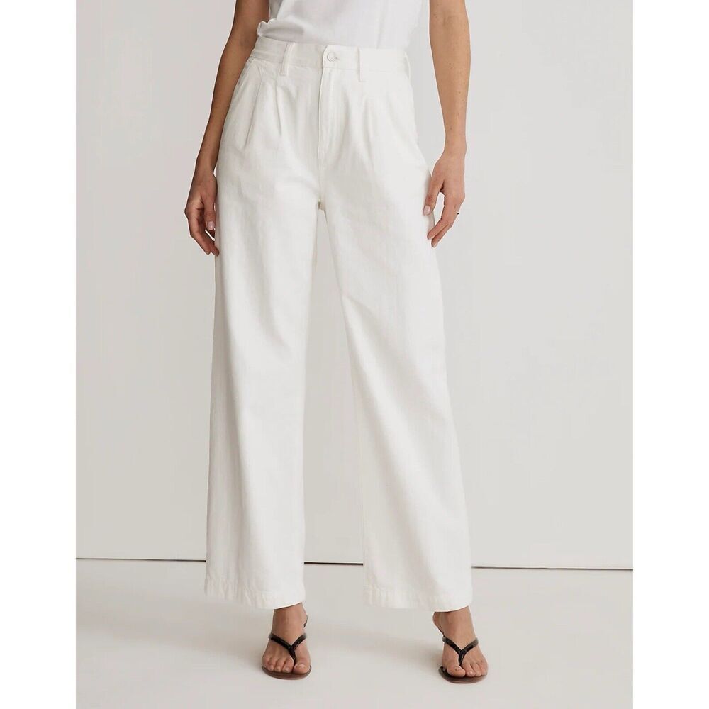 Madewell The Harlow Wide Leg Jean Womens 32 Tile White Pleated Baggie High Rise